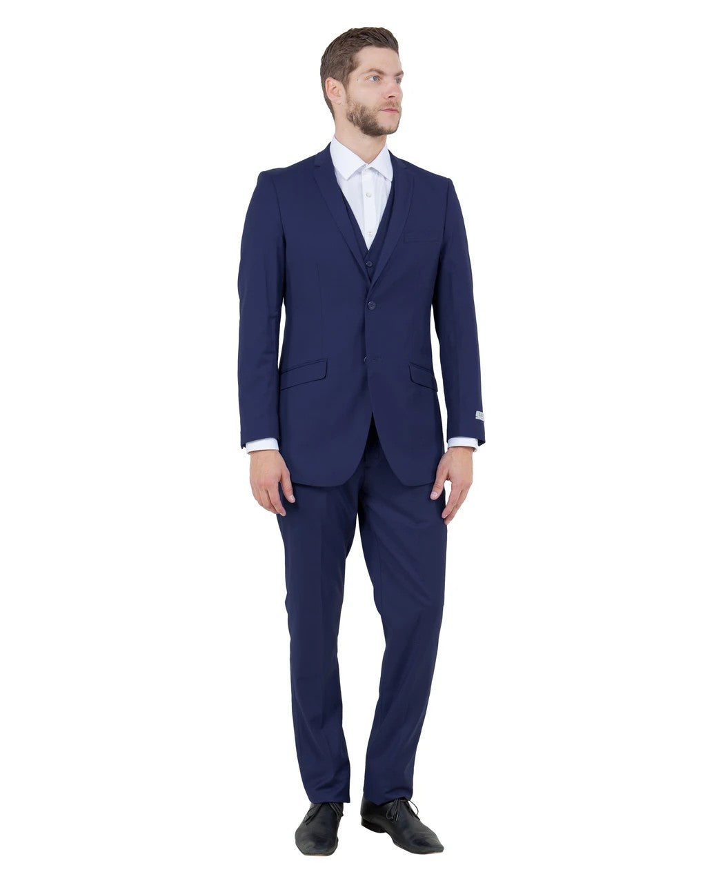 slim fit three-piece suit in bright navy