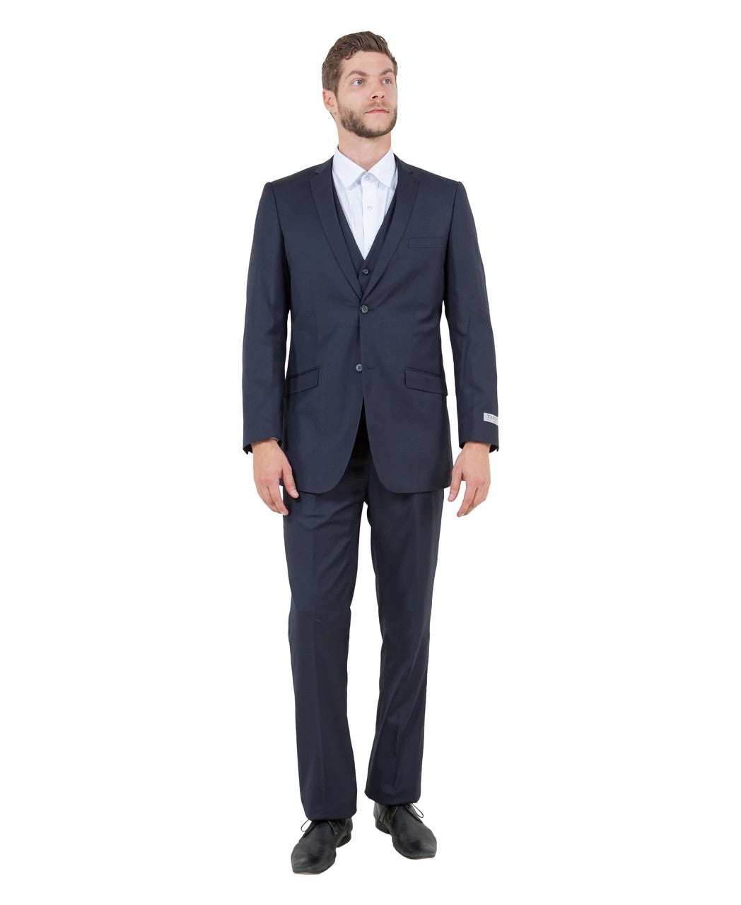 slim fit three-piece suit in navy