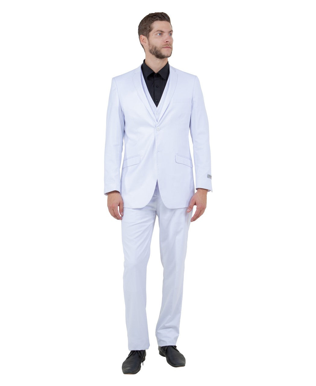 slim fit three-piece suit in white