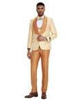 two-tone shawl collar three-piece tuxedo in champagne/copper