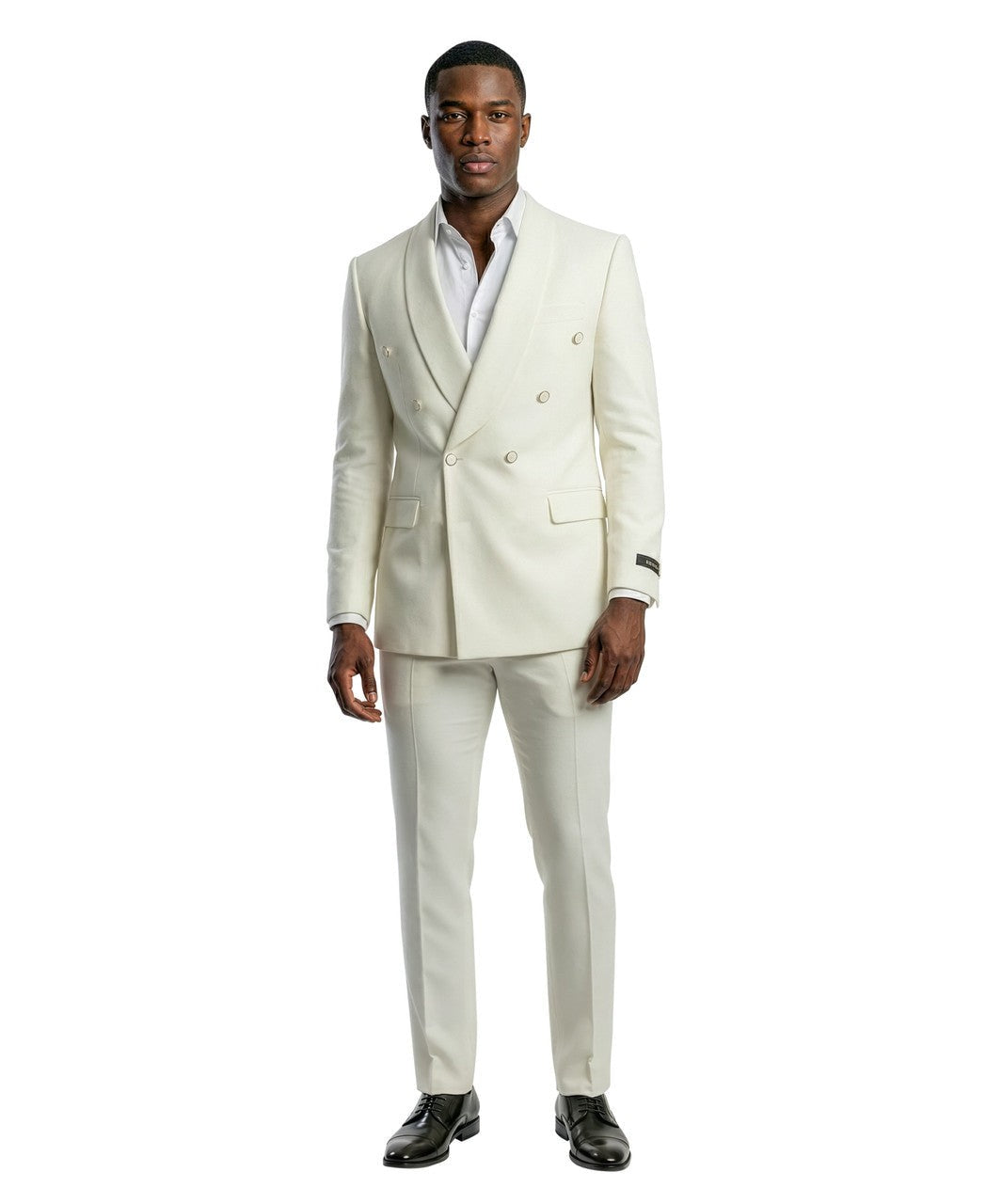 wide shawl double-breasted suit in ivory